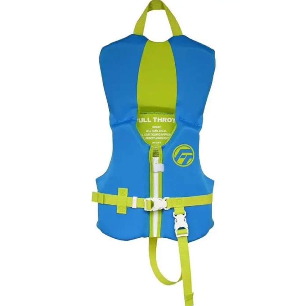 FULL THROTTLE TRADITIONAL DELUXE NEOPRENE INFANT VEST BLUE/GREEN -SEALED NEW!